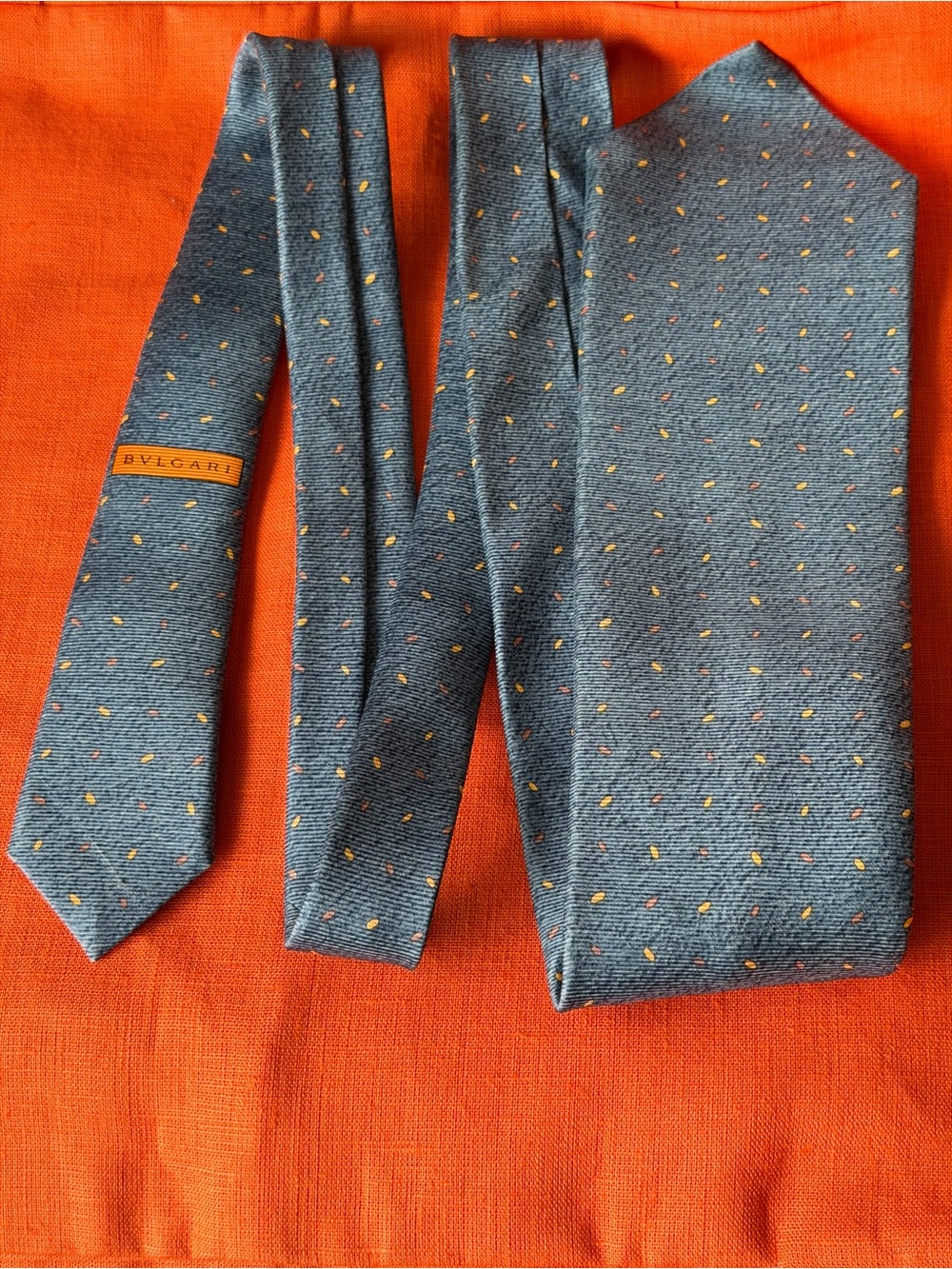Bvlgari Blue Patterned Silk Tie